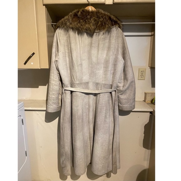 Vintage Rajac Leathers Full Length Fur Trim Coat - Picture 2 of 3